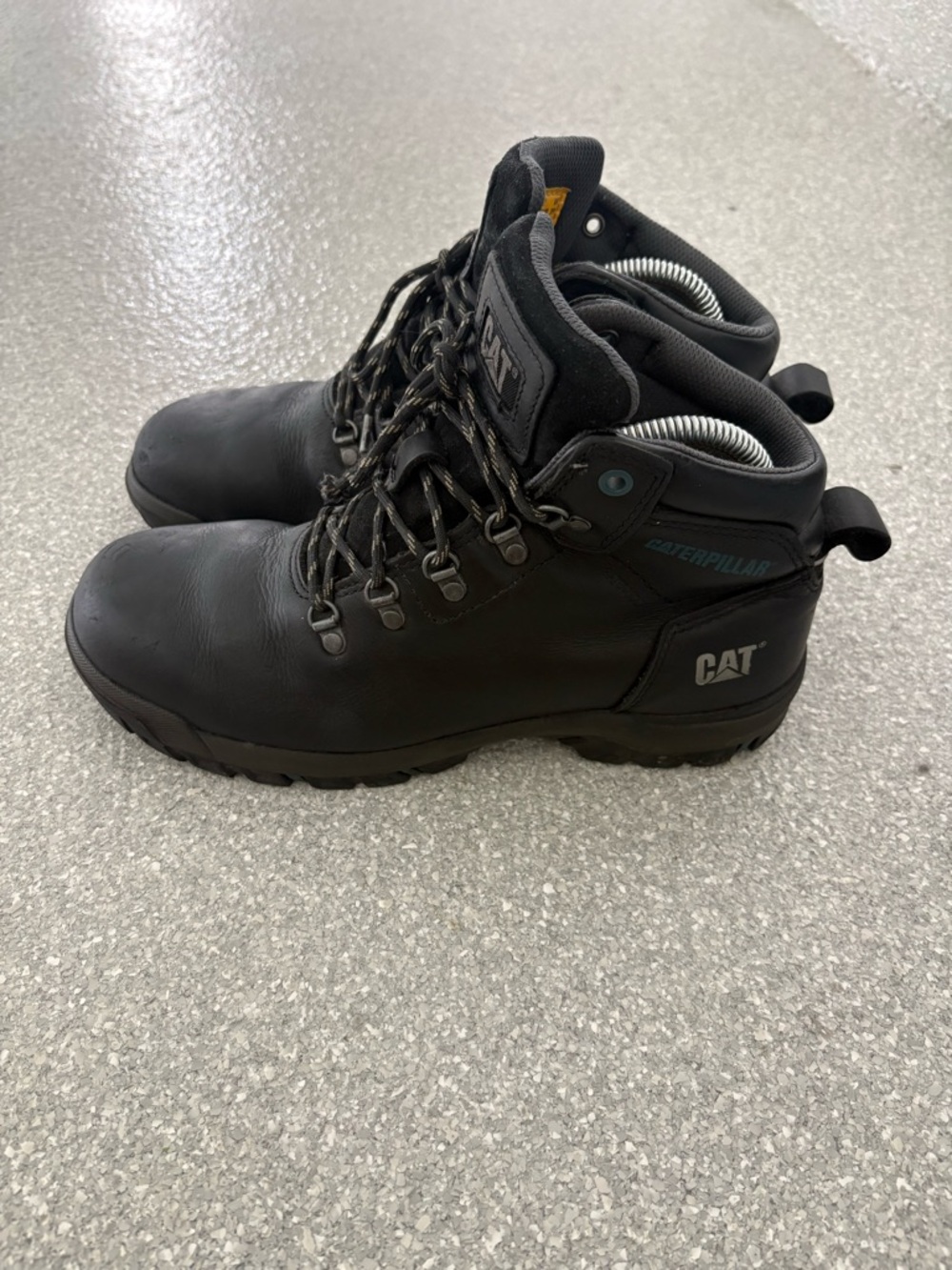 Caterpillar Black Leather Ankle Work Booties